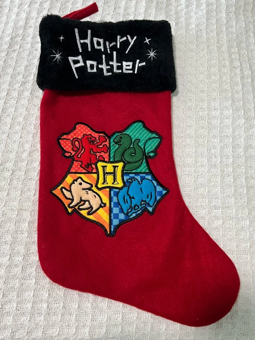 Ruz Harry Potter Hogwarts Houses Red & Black Christmas Stocking 18”